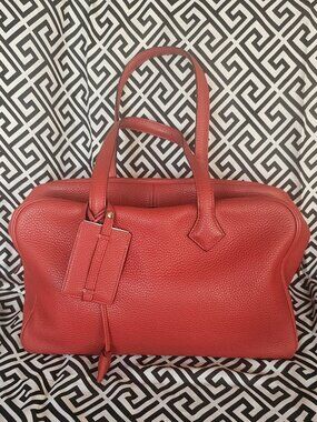 Hermes Victoria 35 Clemence Red Bordeaux